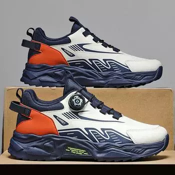 Men s shoes are breathable and lightweight in summer, running sports trendy shoes, non-slip and heightening, men s one-pedal rotating buckle casual s 39