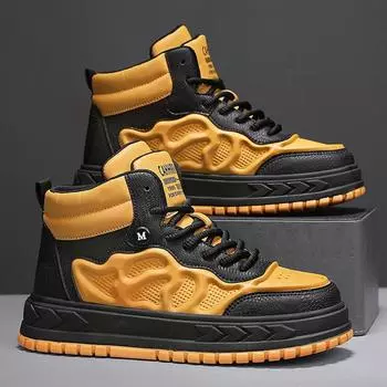 Men s shoes autumn 2024 new casual high-top board shoes student teenagers thick-soled height increase versatile sports trendy shoes men 39