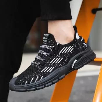 Men s shoes autumn 2024 new fly-woven mesh running soft-soled mesh shoes men s spring and autumn casual height-increasing sports trendy shoes 39 белый