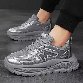 Men s shoes autumn 2024 new mesh sports shoes men s casual dad shoes student breathable trendy shoes thick soles increase 39