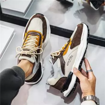 Men s shoes autumn 2024 new trendy brand student breathable men s casual sports dad versatile platform Forrest Gump trendy shoes 39 абрикосовый