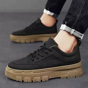Men s shoes autumn 2024 new velvet casual sports shoes men s British style tooling trendy shoes men s thick soles increase 39