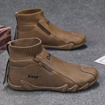 Men s shoes autumn 2025 new high-top men s cotton shoes working tide brand work tooling shoes trendy versatile outdoor shoes 39 бежевый