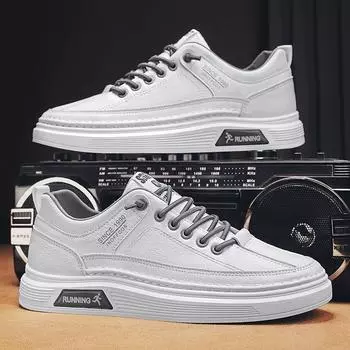 Men s shoes autumn 2025 new low-top flat baseplate shoes student Korean version casual leather surface sports little white tide shoes men 39