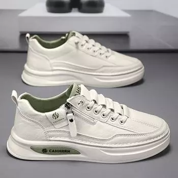Men s shoes autumn and spring 2025 new side zipper low-top sports and leisure men s classic fashion white board shoes 39