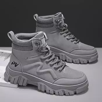 Men s shoes autumn and winter 2024 new trendy fashion trendy shoes men s retro thick-soled non-slip and wear-resistant Martin boots 39 серый