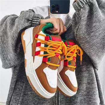 Men s shoes autumn and winter 2024 new Korean version of youth sports and leisure non-slip thick-soled heightening trend versatile board shoes 39 бордовый