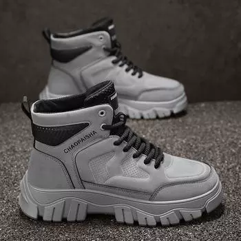 Men s shoes autumn and winter 2024 new men s high-top retro tooling casual height increase wear-resistant locomotive Martin boots tide 39