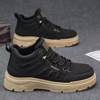 Men s shoes autumn and winter casual Martin shoes men s 2024 new medium-top tooling shoes men s high-top leather trendy shoes 39