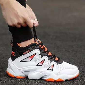 Men s Shoes Autumn and Winter High-top Shoes2024 Men s Casual Sports Shoes Korean Version Trend Breathable Basketball Shoes 36 бежевый
