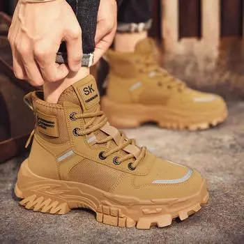 Men s shoes autumn and winter high-top platform dad shoes Korean version retro trendy shoes men s British style 39