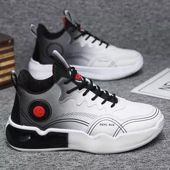 Men s shoes autumn and winter high-top fashion sports shoes men s casual running students increase leather surface breathable basketball shoes foreign 39
