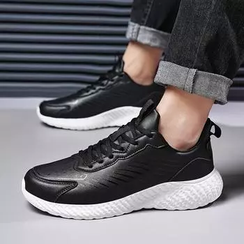 Men s shoes autumn and winter leather surface light casual shoes men s large size wear-resistant and dirt-resistant sports shoes fashionable versatil 39