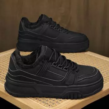 Men S Shoes Autumn And Winter New Low-Top Thick Baseplate Shoes Velvet Warm And Comfortable Flat Tide Shoes Casual Sports Shoes Men 39