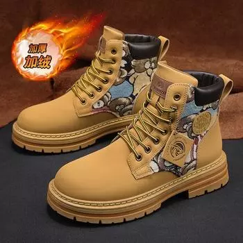 Men s shoes autumn and winter new casual shoes trendy outdoor velvet Martin boots personalized warm snow boots 39