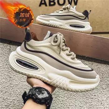 Men s shoes autumn and winter new fashion trend large size sports shoes thick sole wear-resistant warm casual shoes versatile light running shoes 39