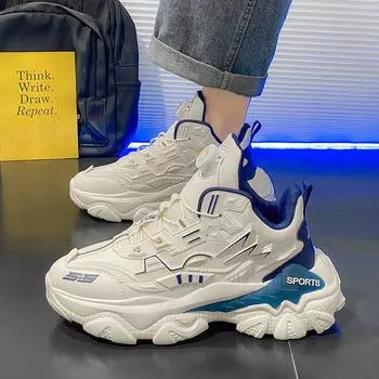 Men s shoes autumn and winter new rotating button mecha thick sole heightening men s versatile sports and leisure high-top dad shoes 39