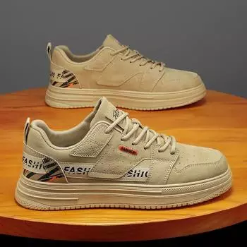 Men s shoes autumn and winter new low-top thick baseplate shoes comfortable pig bar upper flat tide shoes casual sports versatile men 39