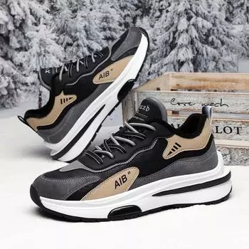 Men s shoes autumn and winter new Forrest Gump shoes men s trend versatile platform sneakers crystal velvet casual running dad shoes 39