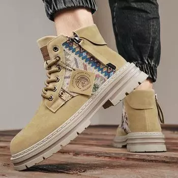 Men s shoes autumn and winter new British platform high-top tooling boots men s outdoor leisure desert mountaineering leisure Martin boots 39