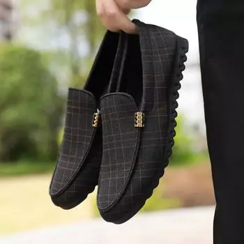 Men s shoes autumn breathable canvas shoes versatile Doudou shoes men s casual shoes Korean version trend one-pedal lazy shoes 39