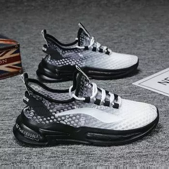 Men s shoes autumn breathable thin mesh hollow sports casual running mesh deodorant lightweight men s versatile mesh shoes 39