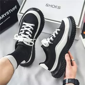 Men S Shoes Autumn Casual Thick Baseplate Shoes Youth Sports Wear-Resistant Inner Heightening Black Hong Kong Style Dad Trendy Shoes 39 бежевый