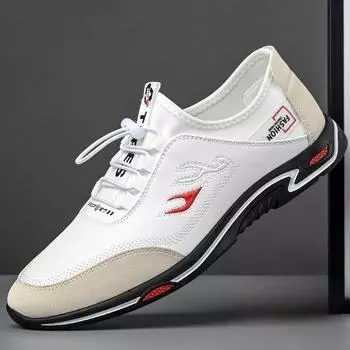 Men s shoes autumn leather soft-soled casual shoes men s British versatile heightening trend shoes sports leather shoes men 37 чёрный