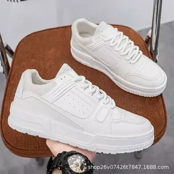 Men s shoes autumn new breathable little white shoes niche design versatile youth sports platform casual board shoes trendy shoes 39 чёрный
