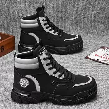 Men s shoes autumn new Martin boots fashion versatile non-slip casual shoes platform wear-resistant tooling shoes men s trendy shoes 39 чёрный