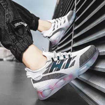 Men s shoes autumn new mesh breathable casual men s shoes lightweight versatile sports shoes non-slip jelly outsole trendy shoes 39 белый