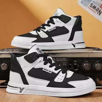 Men s shoes autumn new non-slip and wear-resistant high-top sports student board shoes Korean version trendy versatile casual shoes hiking shoes 39