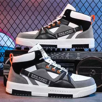 Men s shoes autumn new non-slip and wear-resistant high-top sports student board shoes Korean version trendy versatile casual shoes hiking shoes 39