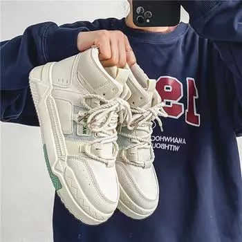 Men s shoes autumn new non-slip and wear-resistant high-top sports student board shoes Korean version trendy versatile casual shoes hiking shoes 39