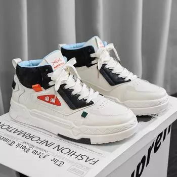 Men s shoes autumn new non-slip and wear-resistant high-top Korean version trendy versatile casual shoes hiking shoes sports student board shoes 39