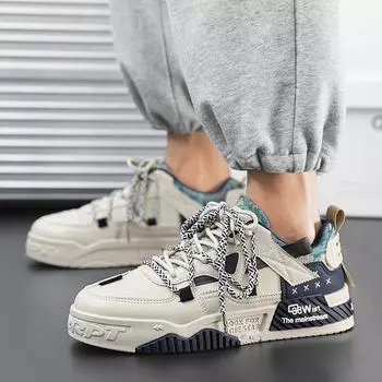 Men S Shoes Autumn Thick-Soled Heightening Sports Board Shoes Guochao Casual Leather Youth Board Shoes 39