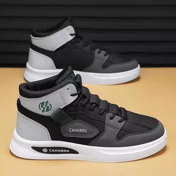 Мужская обувь Осенний тренд Мужская спортивная и повседневная Увеличивающая рост Нескользящая Высокая верхняя часть Маленькие белые кеды 39