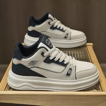 Мужская обувь Осенний тренд Студенческая повседневная обувь на доске Спортивная обувь на платформе для увеличения роста Белая обувь Tide 39