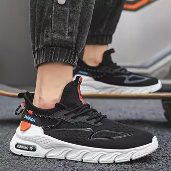 Men s shoes autumn wear thin fly-woven mesh breathable casual versatile sports youth soft sole wear-resistant dad shoes 39 белый