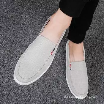 Men s shoes breathable and deodorant old Beijing cloth shoes men s versatile canvas shoes Korean version one-pedal lazy work tide shoes 39