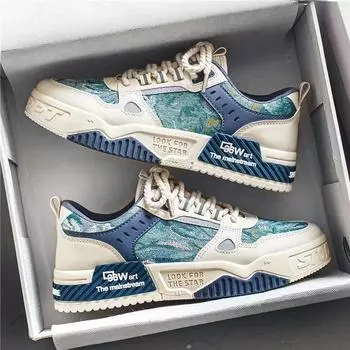 Men s Shoes Breathable Fashion All Small Original Casual Thick Sole Anti-slip Sports Shoes 42 синий