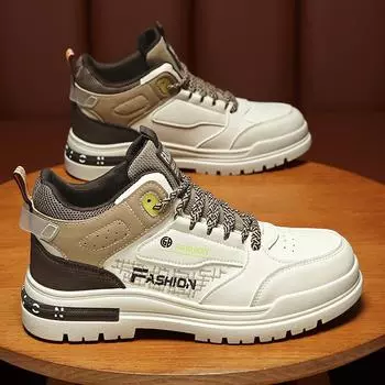 Men S Shoes Breathable High-Top Shoes Men S Trendy Little White Shoes Platform-Soled Sports And Leisure Board Shoes Men 39