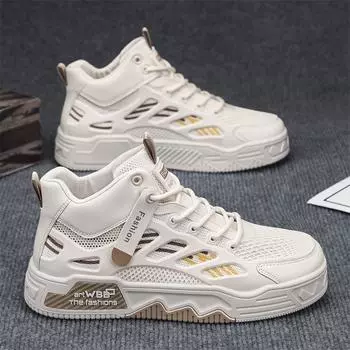 Мужская обувь Дышащая сетка Повседневная обувь на платформе с высоким верхом Спортивная модная трендовая обувь 41