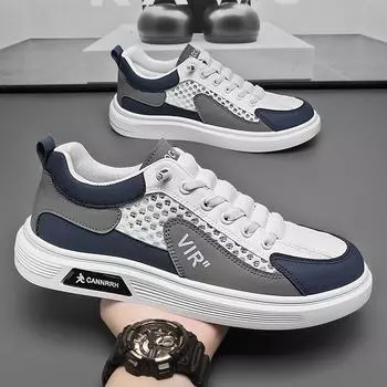 Men S Shoes Breathable Mesh Shoes Hollow Canvas Shoes Men S Trend Sports And Leisure Board Shoes White Shoes 39