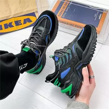 Men s shoes breathable sports shoes dad shoes men s trendy shoes 2025 spring new trend versatile height increase casual running shoes 39