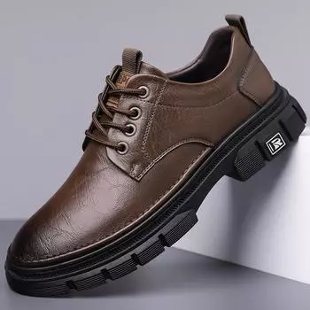 Men s shoes British business casual leather shoes low-top tooling Martin boots trendy shoes men s youth board shoes men 38 коричневый