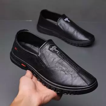 Men s shoes British business men s one-pedal leather shoes casual men s shoes four seasons Korean version soft-soled men s leather shoes 39