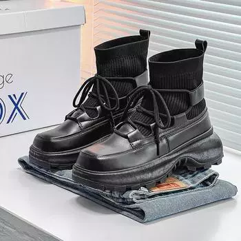 Men s shoes British leather boots thick-soled autumn and winter new men s boots snow boots high-top casual Martin leather boots 39