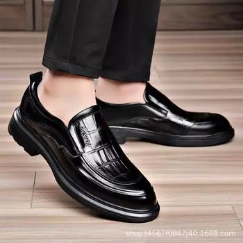 Men s shoes business dress casual leather shoes men s platform leather fashion soft sole soft surface breathable 38 чёрный