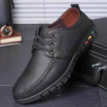 men s shoes business leather shoes men s fashion trend casual shoes lace up zapatos de hombre men shoes casual mens shoes 6.5 чёрный